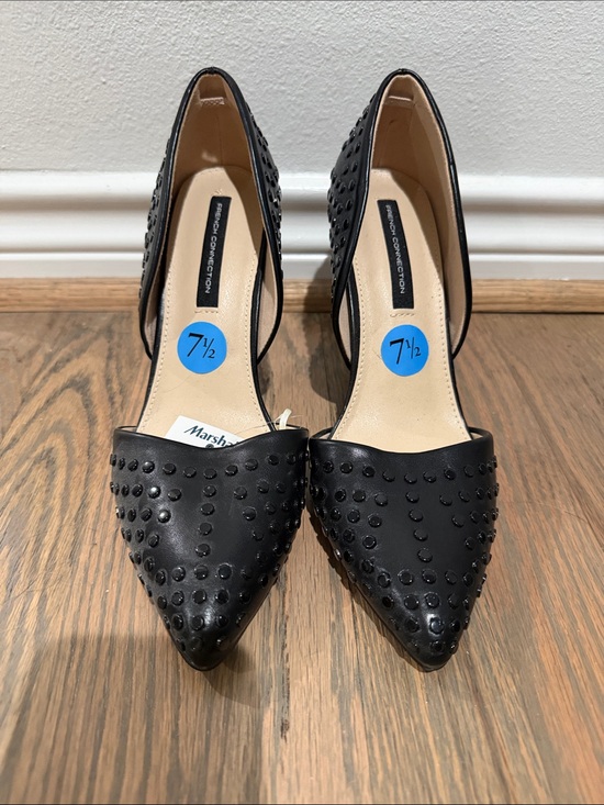 French Connection Shoes - French Connection Black Studded Pointed-Toe D'Orsay Pumps